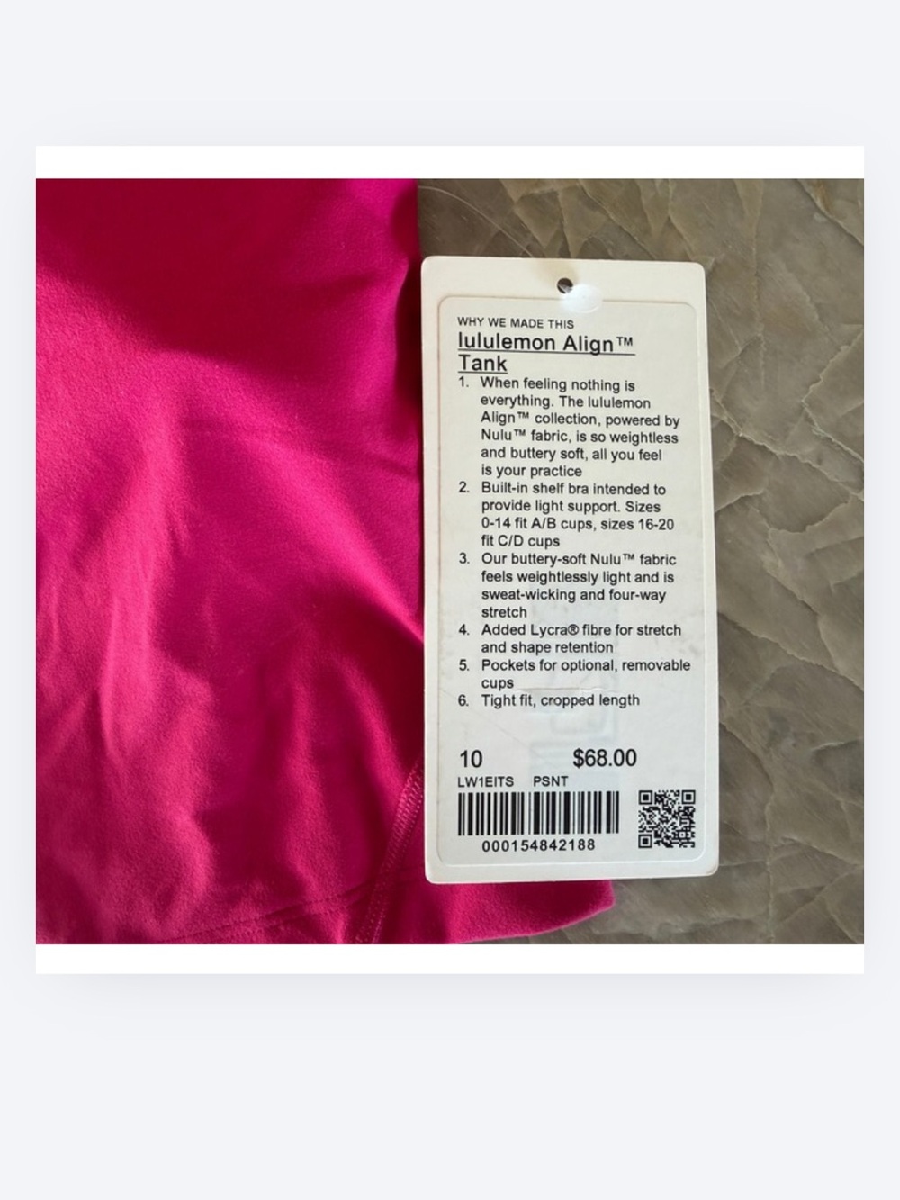 NWT Lululemon Align Tank Top Fuchsia Pink Size 10 - Picture 5 of 6
